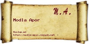Modla Apor névjegykártya